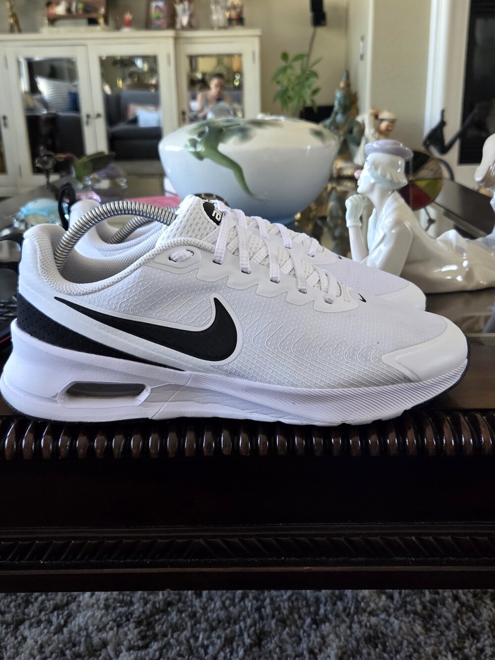 Nike Air Max Nuaxis Men’s White and Black Air-Backed Athletic Sneakers